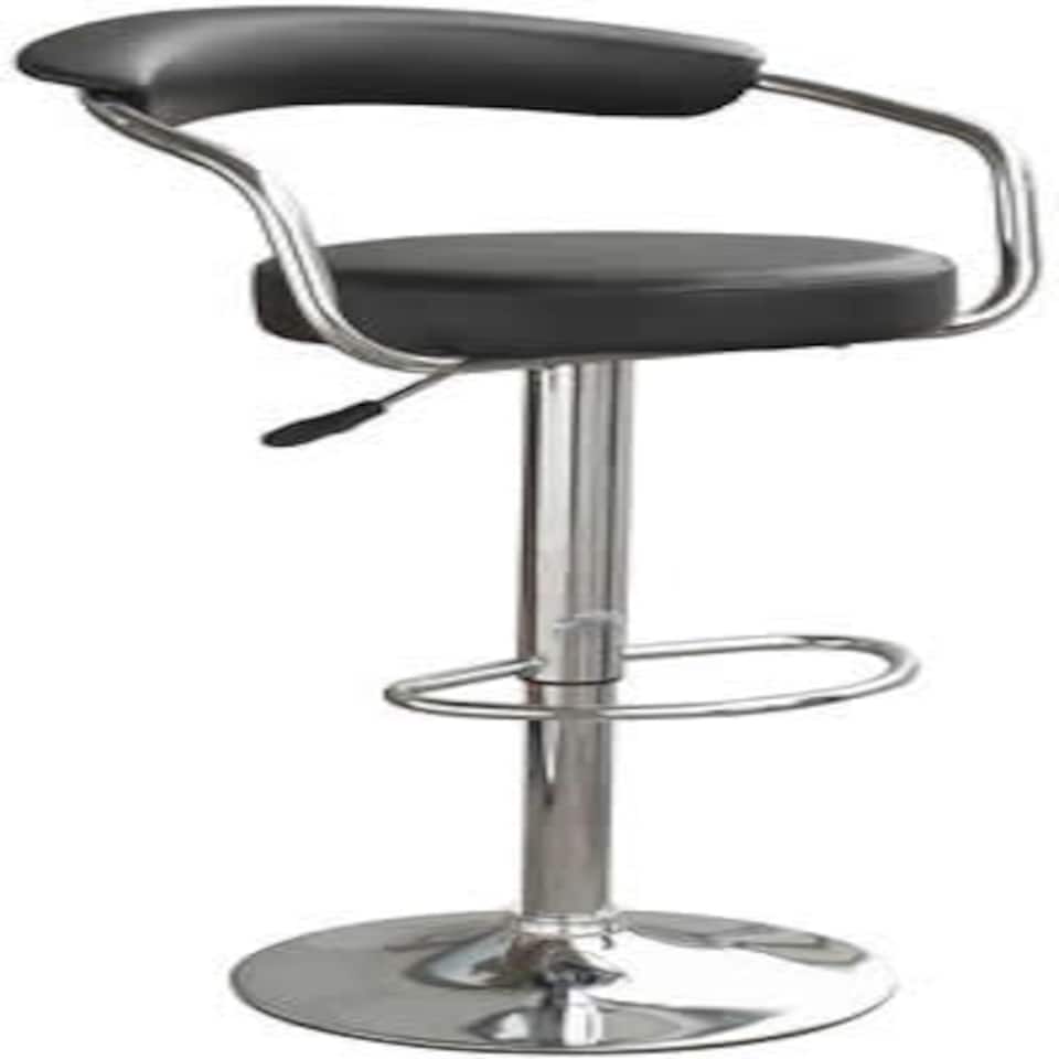 Drenzy Height Adjustable Breakfast Bar Stool Chrome Base. Black