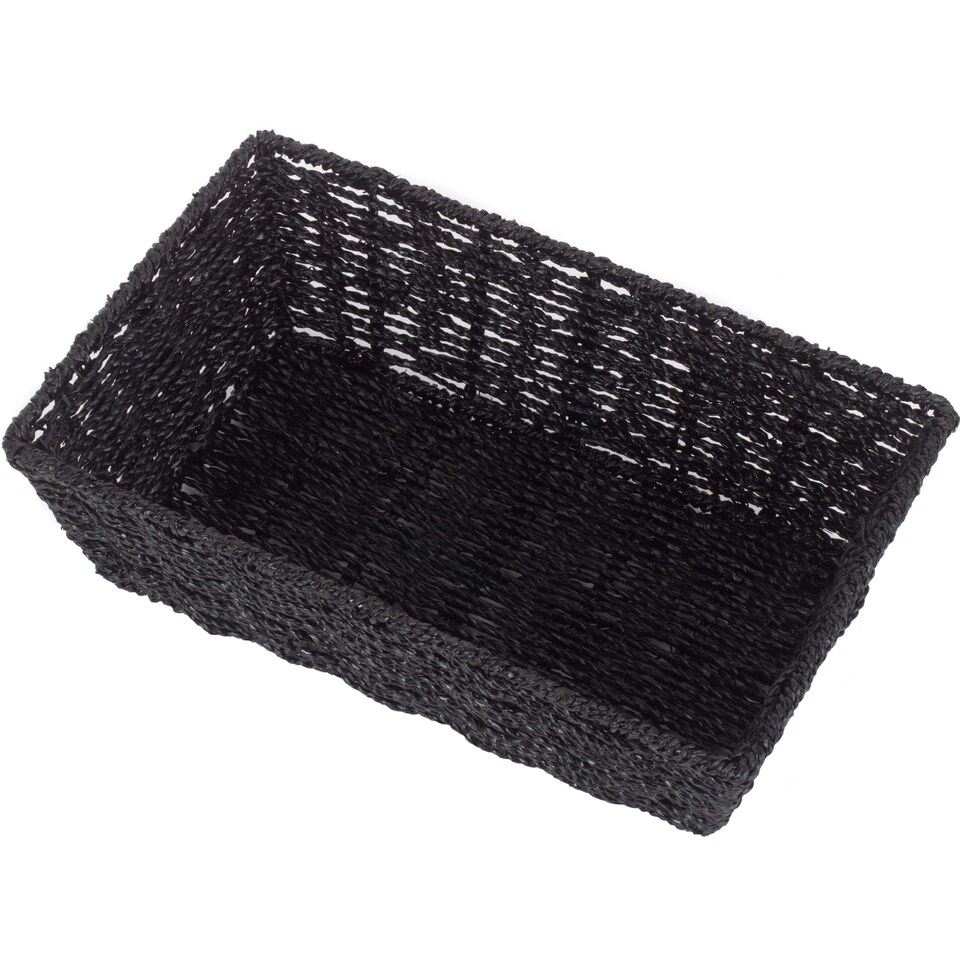 image 1 of Small Black Paper Rope Tray | Black | Black | Small