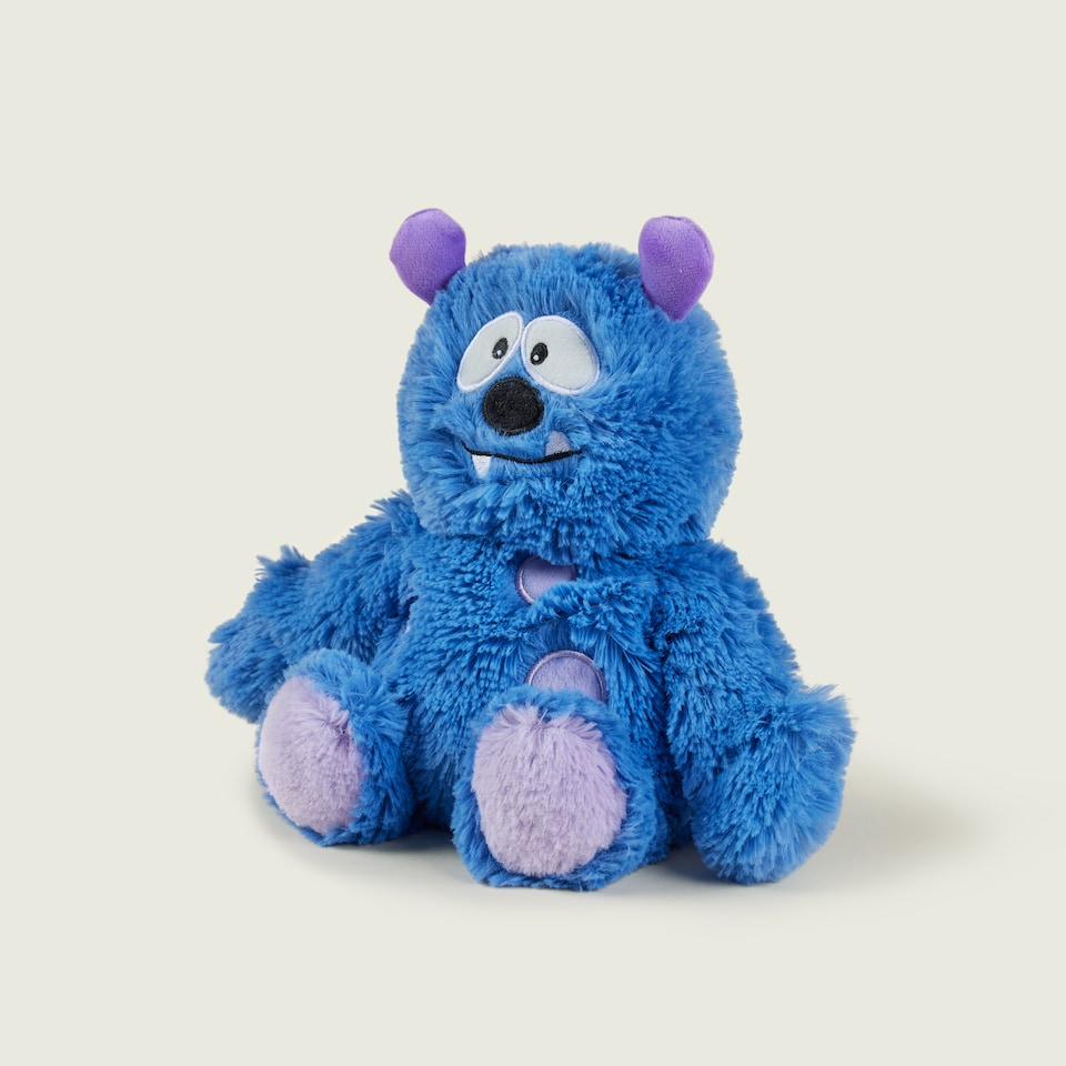 image 1 of Warmies Plush Blue Monster Microwavable Weighted Teddy with French Lavender Scent, Hot or Cold for Cool Relaxation and Warm Relief