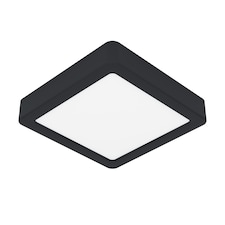 EGLO Fueva 6 Ultra-Slim Tri-Colour Black Square LED Ceiling Light WBS Black