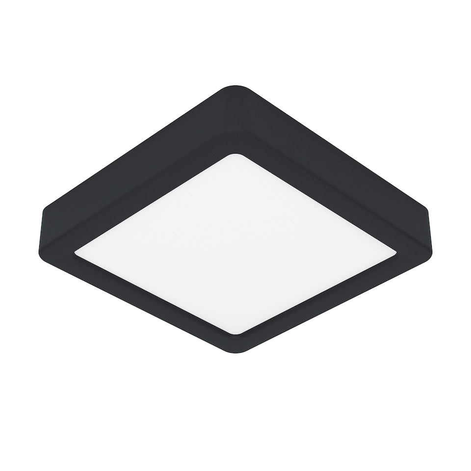 image 1 of EGLO Fueva 6 Ultra-Slim Tri-Colour Black Square LED Ceiling Light WBS Black
