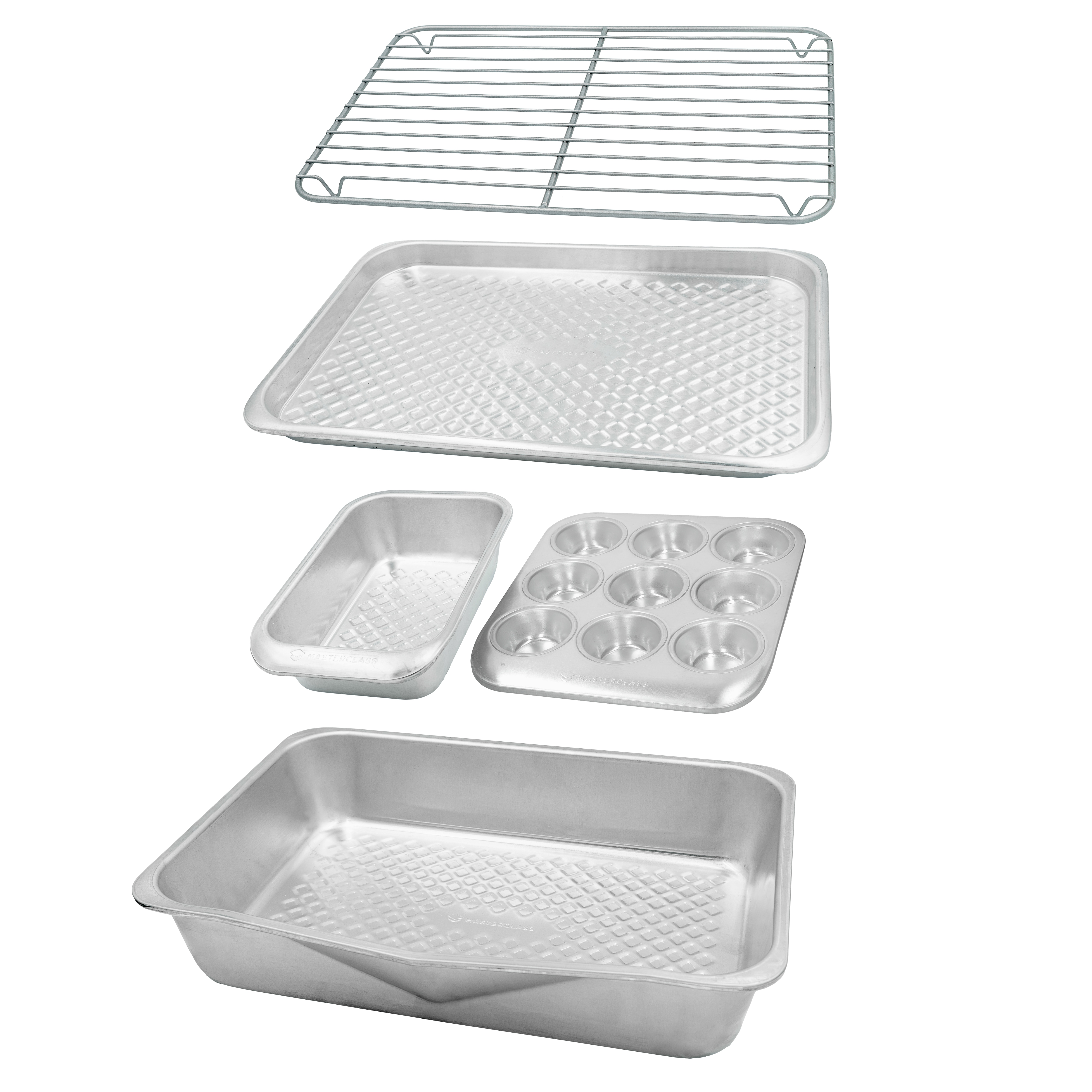 MasterClass Cast Aluminium Non-Stick Cake Tin, Decorative Peak Cake Mould, 24cm in Grey