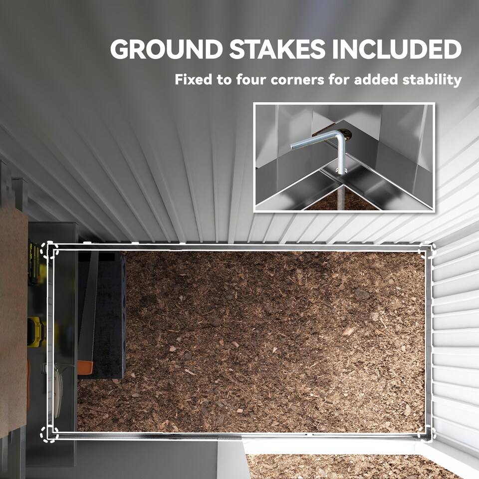 image 1 of Outsunny 5x3ft Garden Shed, Steel Small Shed, Outdoor Leanto Shed with Adjustable Shelf, Lock and Gloves for Patio, Garden, Grey with Foundation Kit