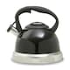 image 1 of Interiors by Premier Black 3000ml Whistling Kettle, Sleek Stainless Steel Stovetop Kettle With Whistle & Soft Touch Handle,
