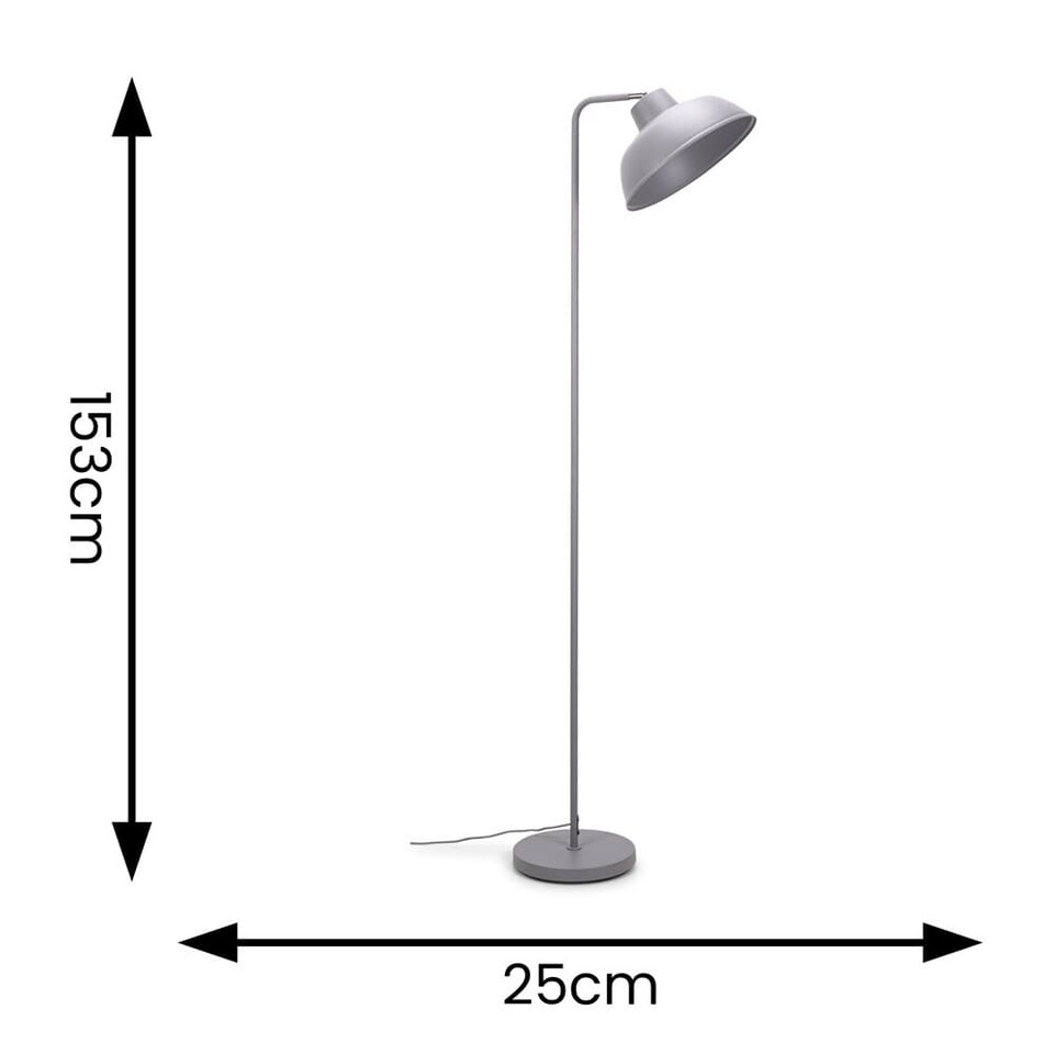 image 1 of ValueLights Morris Stone Grey Retro Dome Metal Freestanding Floor Lamp