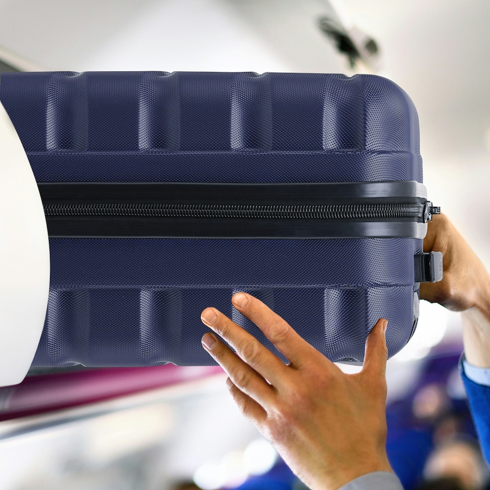 image 1 of Flight Knight Lightweight 2 Wheel ABS Hard Suitcases Cabin Carry On Hand Luggage Over 100 Airlines British Airways, Ryanair & easyJet Free Carry On 40x20x25cm Blue | Navy | Cabin Bag