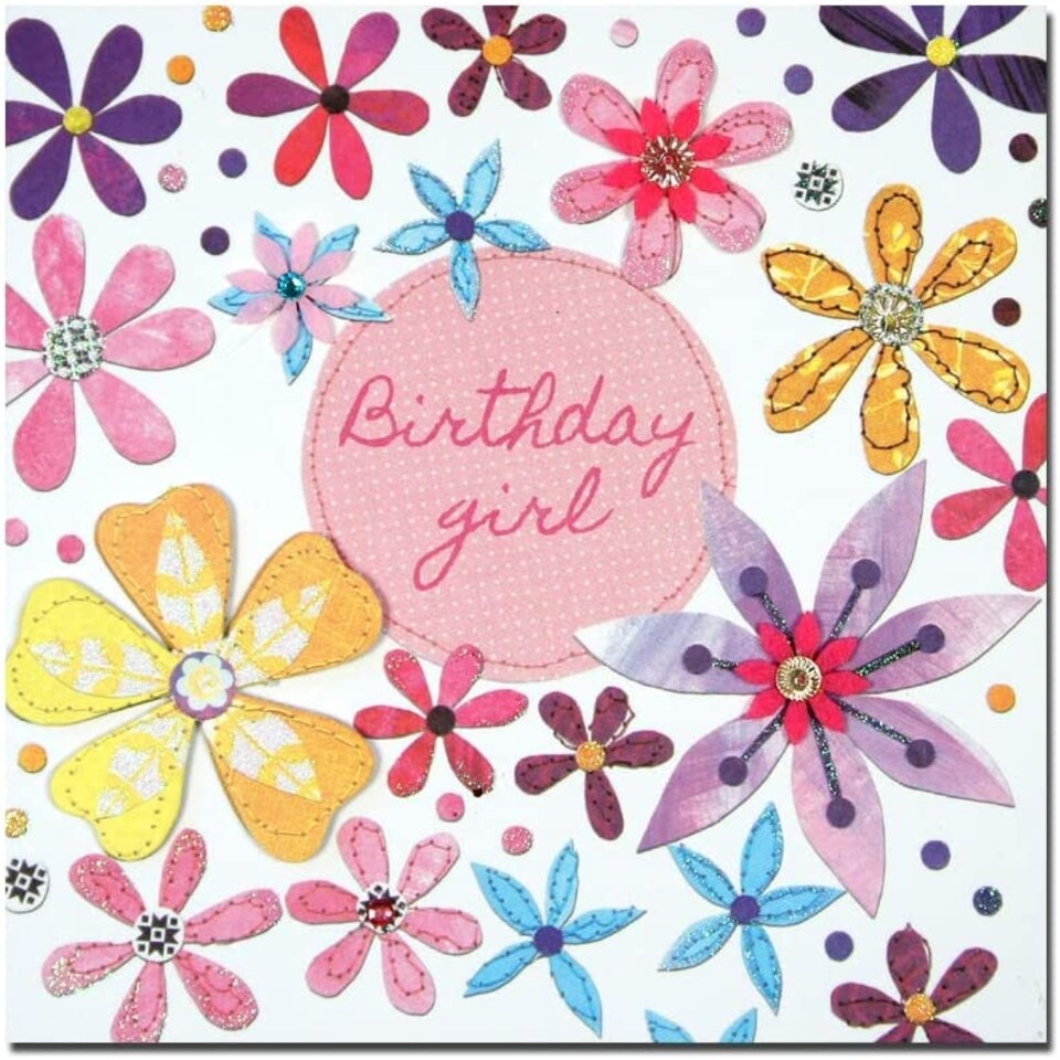 image 1 of Flowers Bright & Breezy Birthday Greeting Card Glitter Embellished Cards
