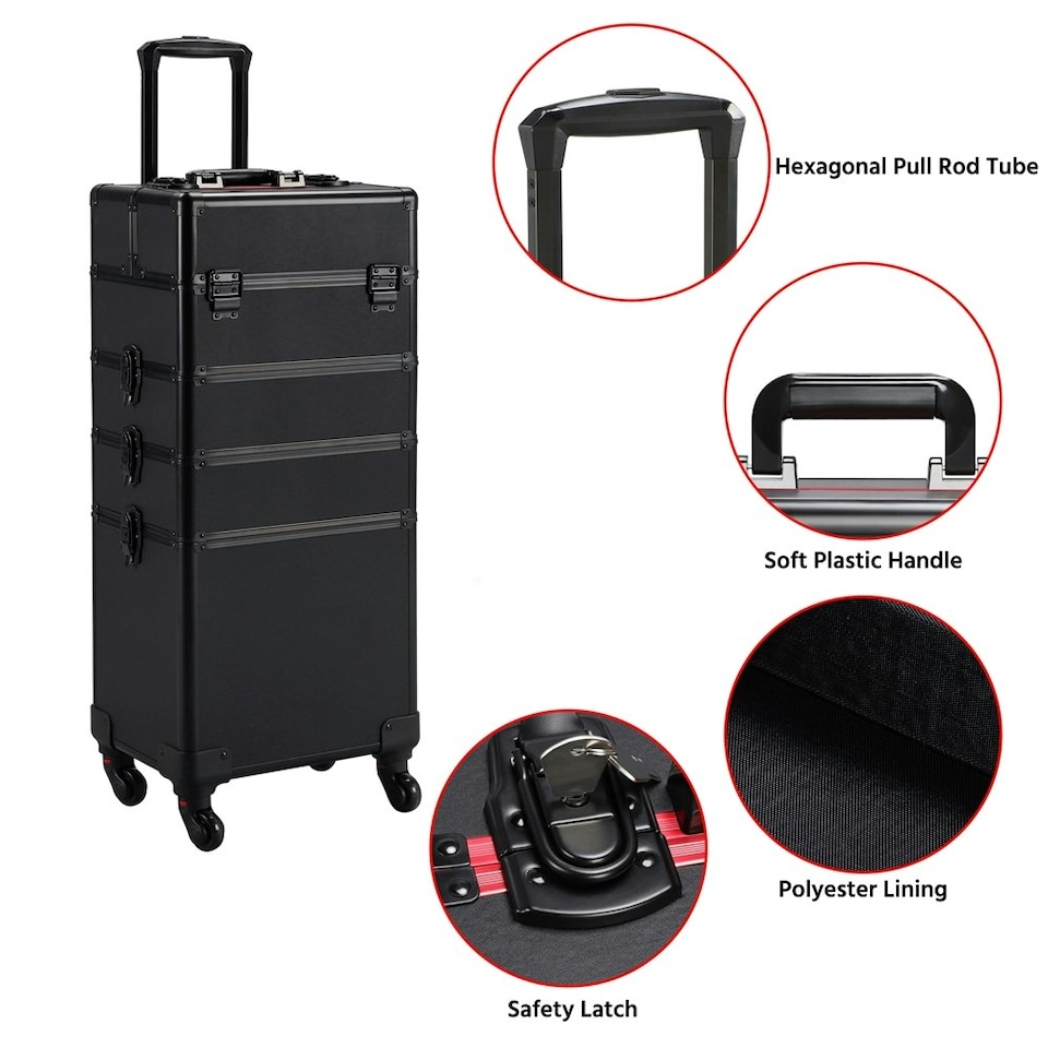 image 1 of Yaheetech 4-in-1 Large Capacity Makeup Trolley Black | Black