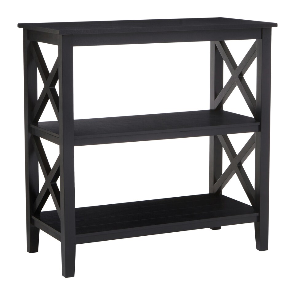 image 1 of Interiors by Premier Three Shelf Black Book Case, Pine Wood Tall Book Shelf, Large Book Case for Home & Office Black