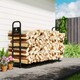image 8 of Outsunny 6.5 FT Steel Firewood Log Rack with 300 kg Capacity, Heavy Duty Indoor Outdoor Fireplace Wood Storage Shelf, Log Holder/Stand with Extra Support Legs, Decorative Bonfire Pattern, Black