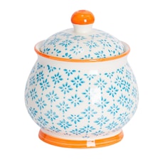Nicola Spring Hand-Printed Sugar Bowl - 10cm - Blue | Blue | Blue