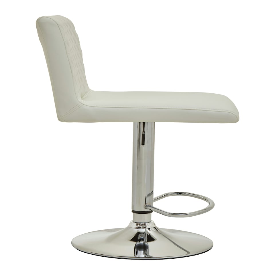 image 1 of Interiors by Premier Baina White And Chrome Bar Stool With Round Base