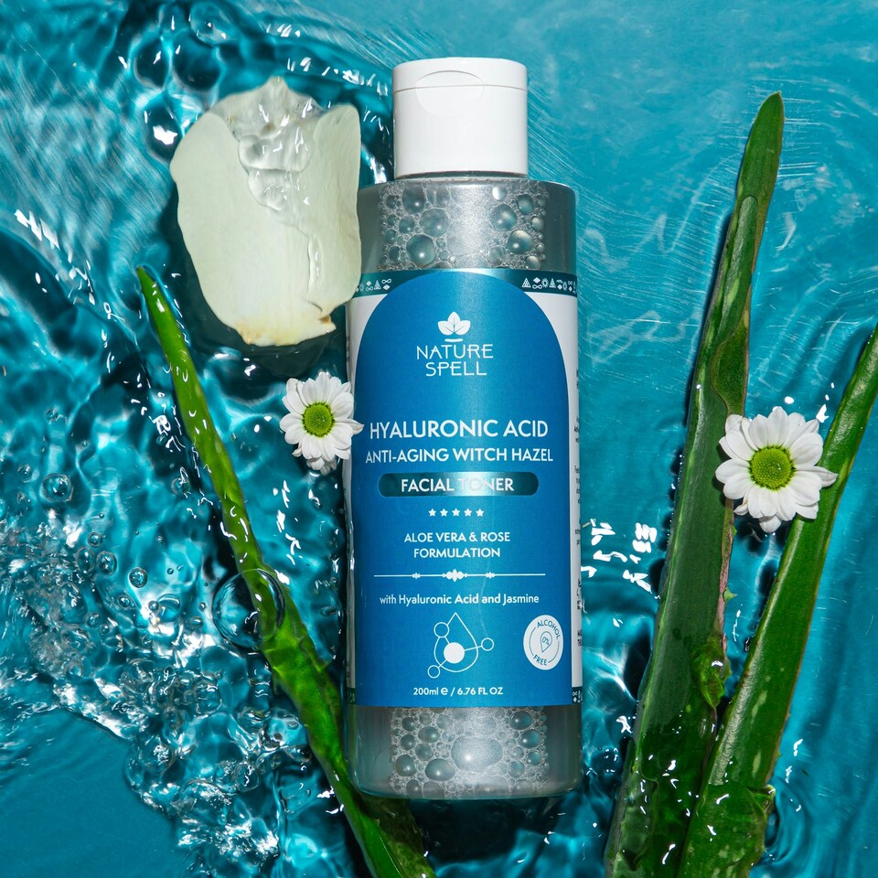 image 1 of Nature Spell Hyaluronic Acid Anti-Aging Skincare Set - Toner + Serum + Moisturiser