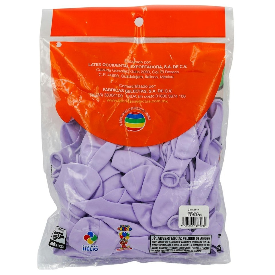 image 1 of Globos Payaso Latex Plain Balloons (Pack of 100) - Lilac - One Size
