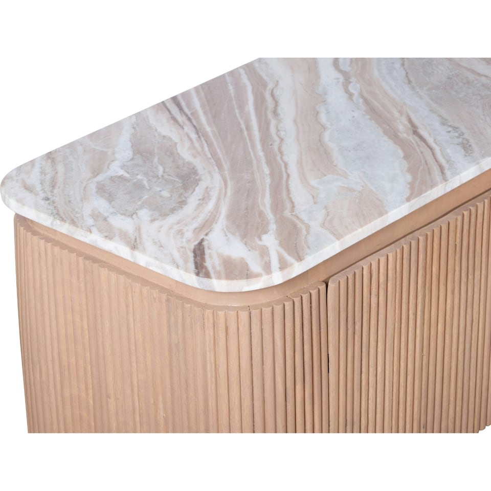 image 1 of Bundi Natural Marble & Wood Large Tv Cabinet Brown