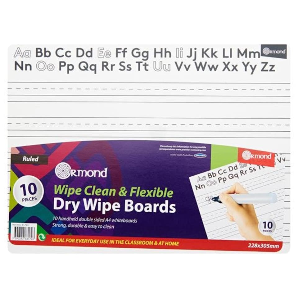 image 1 of Pack of 10 228x305mm Letters Dry Wipe Boards by Ormond