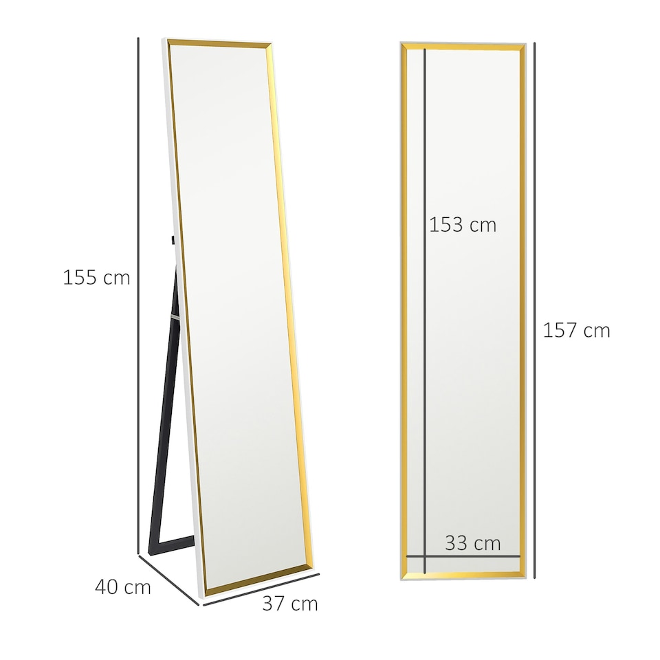 image 1 of HOMCOM Full Length Mirror Wall Mount Leaning Standing Mirror, White