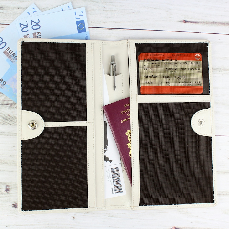 image 1 of Personalised Travel Document Holder | Cream