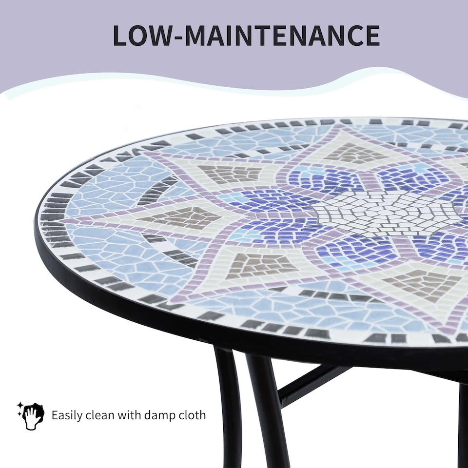 image 1 of Outsunny Garden Table, Mosaic Round Patio Side Table with 60cm Ceramic Top