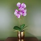 image 1 of Orchid Artificial Purple White 50cm Gold Pot Phalaenopsis Botanik