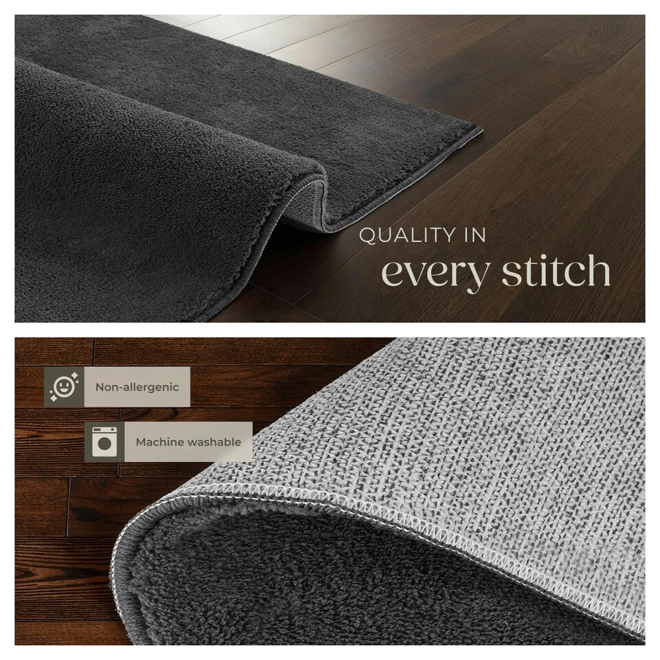 image 1 of Rug Zonelle - short pile and ultra-soft, rectangular or round Grey | Anthracite | 140 x 200 cm