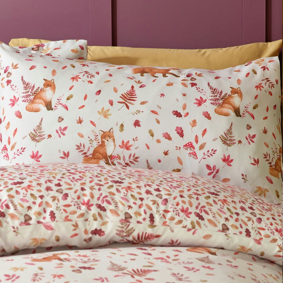 image 1 of Catherine Lansfield Woodland Fox So Soft Reversible Duvet Cover Set Natural | Cream | Natural | King