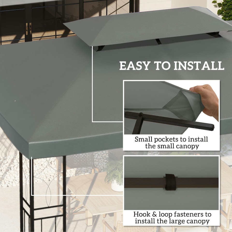 image 1 of Outsunny 3x4m Gazebo Replacement Roof Canopy 2 Tier Top UV Cover Patio Cream