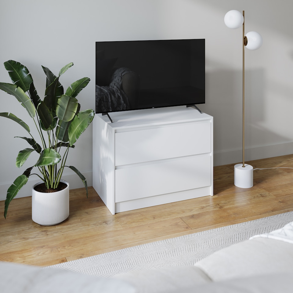 image 1 of URBNLIVING 2 Drawer Chest Storage Unit With Adjustable Feet | Multi | White | 1
