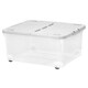 image 2 of 1 x 30 Litre Strong Stackable Home Office Folding Split Lid Storage Container With Wheels Clear