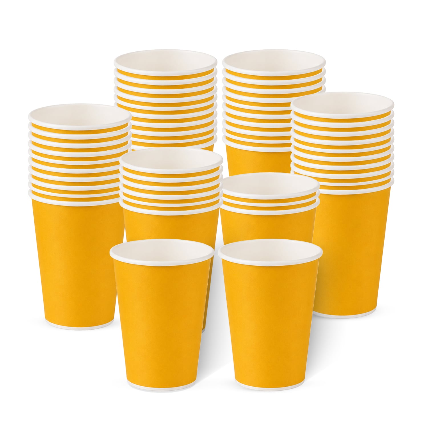 ECONX Rainbow 12oz Disposable Paper Cups for Cold Drinks Perfect for Parties Events Weddings Drinking Cup (Pastel Yellow)