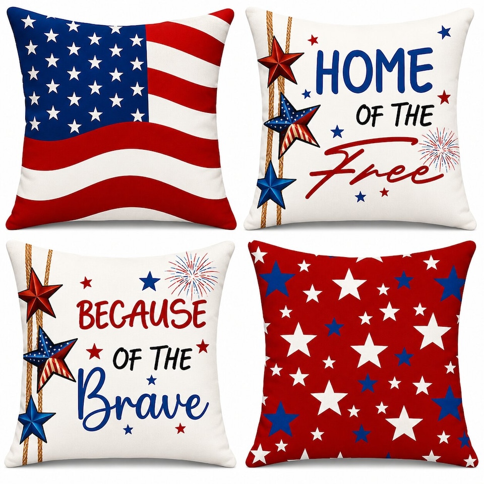 image 1 of Covers&All New Year Decorative Square Throw Pillow Set of 4 with Inserts & Covers Accent Pillows for Sofa, Couch & Home Décor, Square 16 in x 16 in