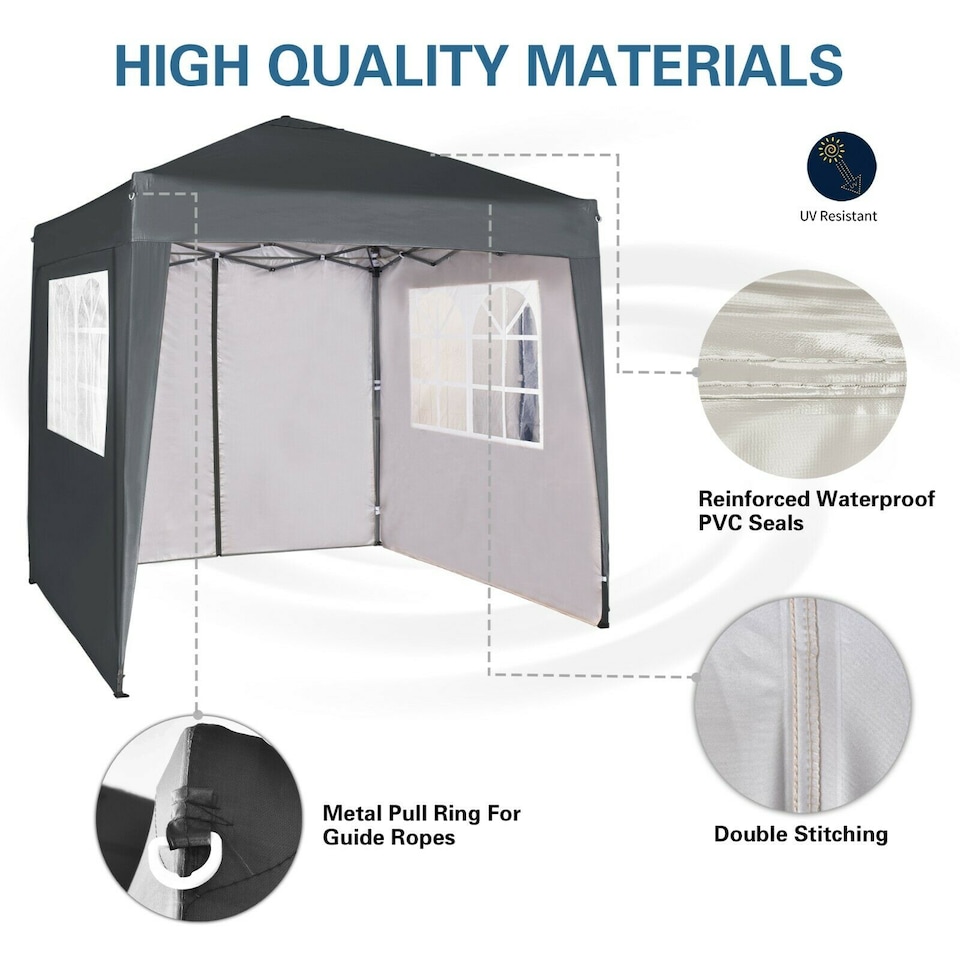image 1 of MCC Direct 2X2 Pop up Grey Gazebo with Sides | Grey | Grey