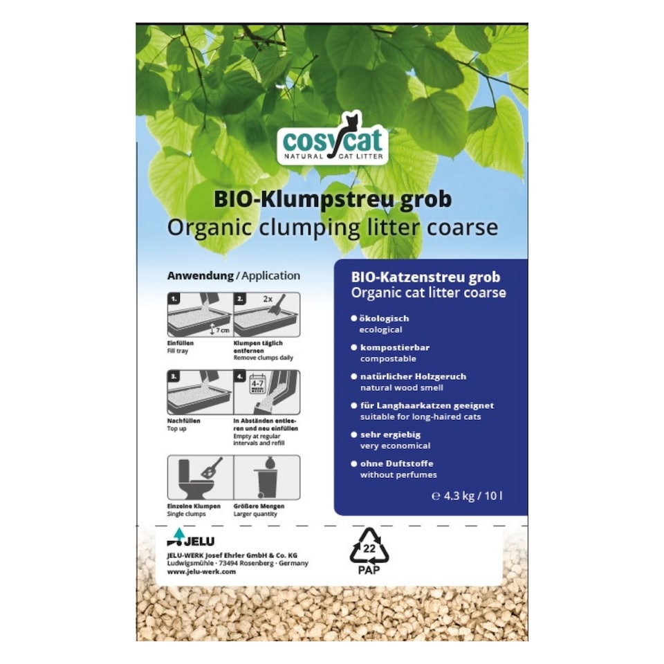 image 1 of Cosycat Clumping Wood Cat Litter 10L Coarse Granule