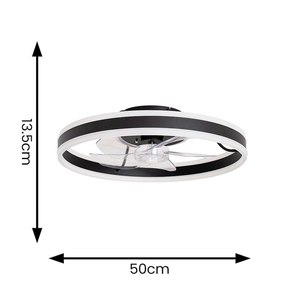 image 1 of ValueLights Infinity Black Circle Integrated LED Ceiling Fan & Remote