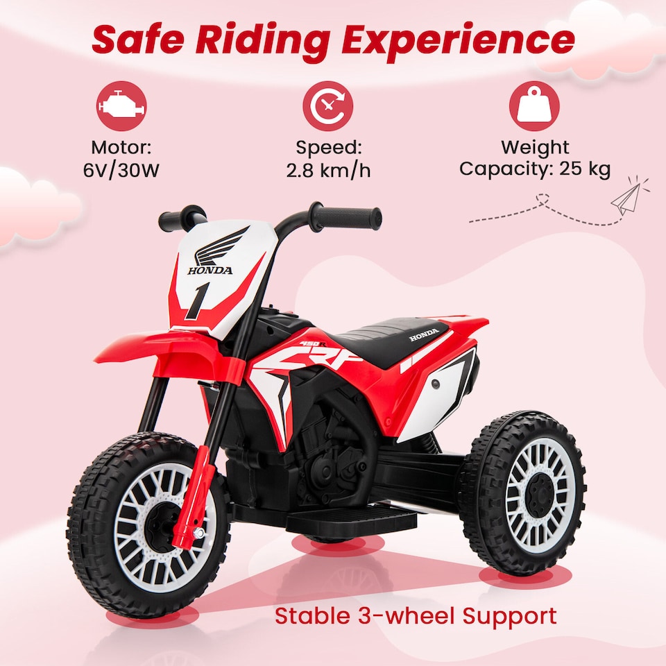 image 1 of COSTWAY Honda Licensed Kids Ride On Motorbike Powered Red