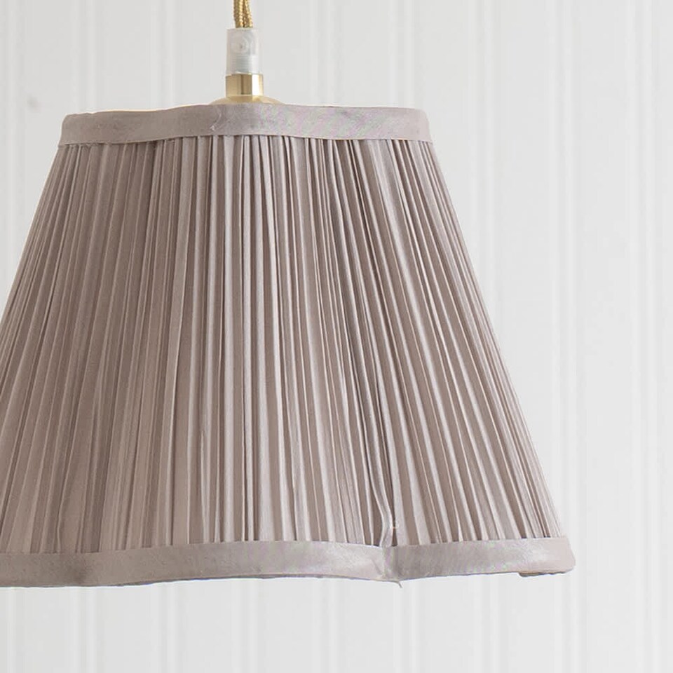 image 1 of ValueLights Loralei Light Grey Small Pleat Scallop Lamp Shade & Bulb | Grey