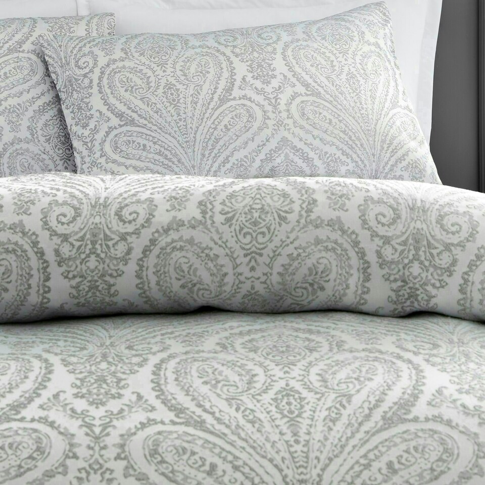 image 1 of Portfolio Home Montpellier Paisley Jacquard Bedding Duvet Cover Set Silver | Single