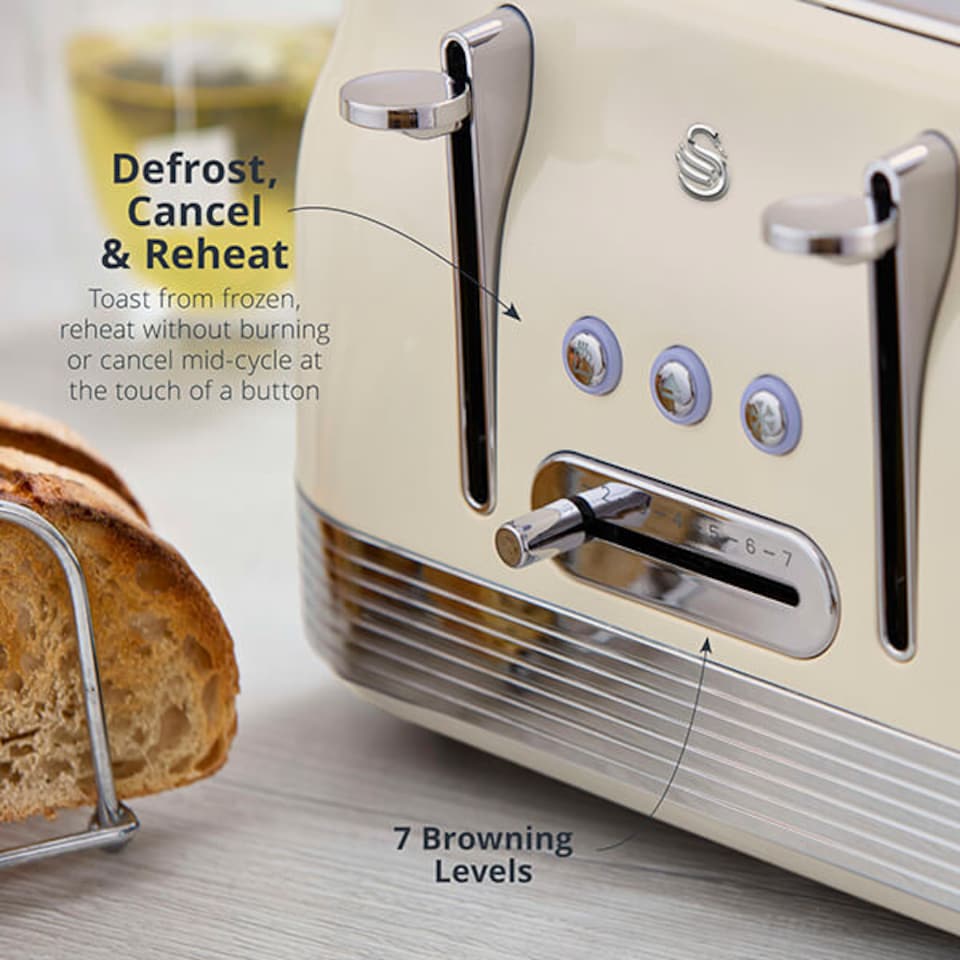 image 1 of Swan Retro Revive Cream 4 Slice Toaster