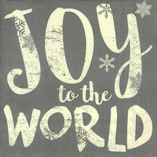 IHR Lunch Napkins Joy To The World Grey 33cm 3ply 20 Pack