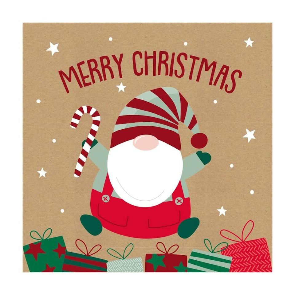 image 1 of Pack of 12 Gonk Brown Kraft Christmas Box Cards