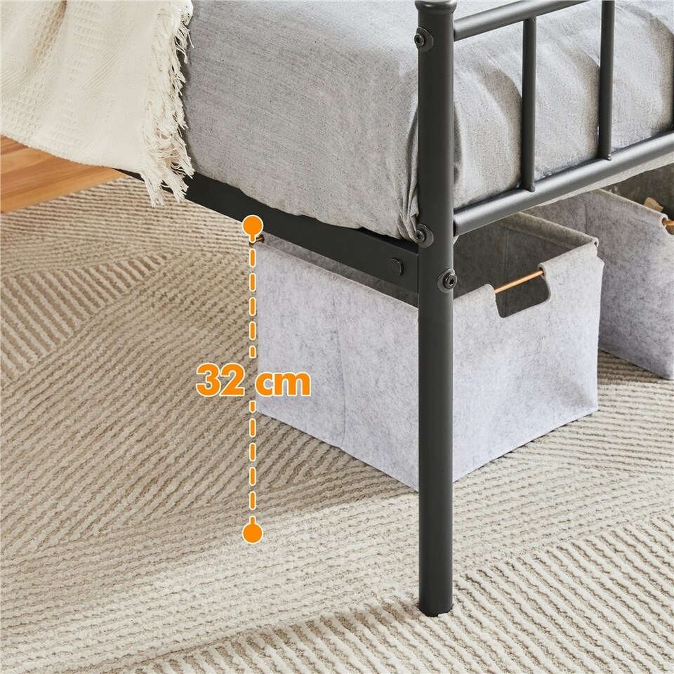 image 1 of Yaheetech 3ft Single Metal Bed Frame with Slatted Headboard Black