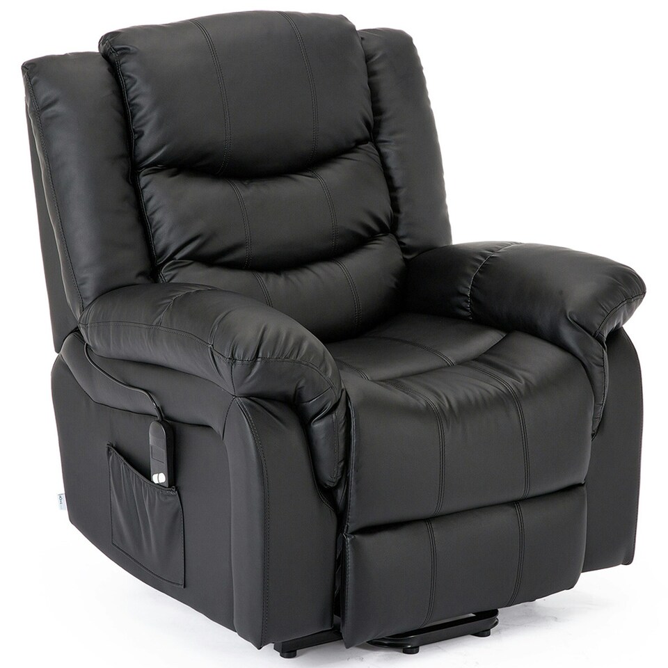 image 1 of Seattle Electric Single Motor Rise Recliner Bonded Leather Chair (Black)
