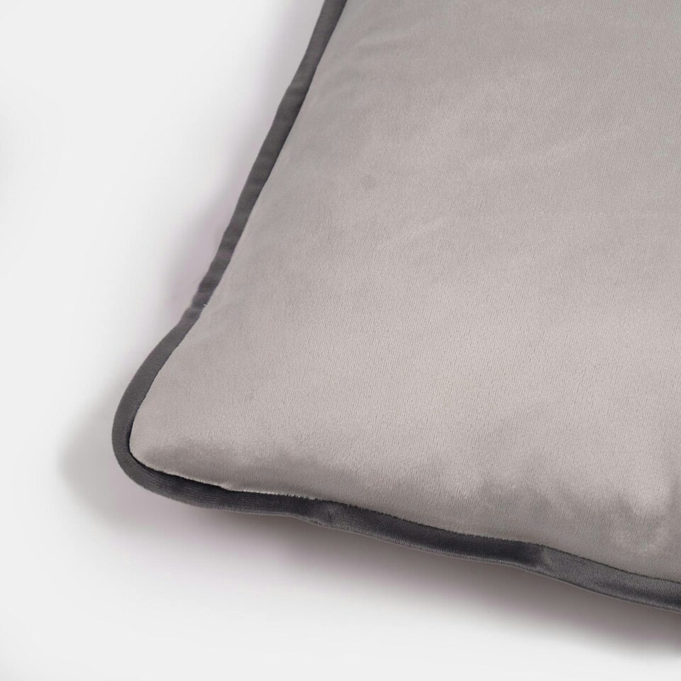 image 1 of OHS 4 x Matte Velvet Piped Edge Filled Cushions, 45x45cm - Grey | Grey | 45 x 45cm | 4