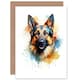 image 1 of Dog Lover German Shepherd Colourful Watercolour Portrait Greeting Card
