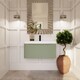 image 2 of Balterley Arch Modern Bathroom Wall Hung 1 Drawer Vanity Unit & Ceramic Basin | Green | Satin Green