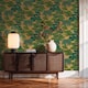 image 2 of Woodland Wonder Wallpaper in Greens and Teal on Gold | Gold | Greens and Teal on Gold | 50cm x 10m