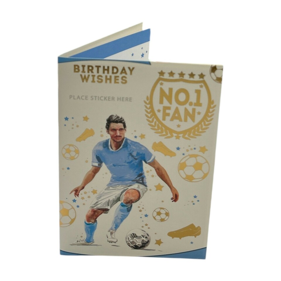 image 1 of A Man In Light Blue and White Soccer Uniform Customized Male Birthday Card