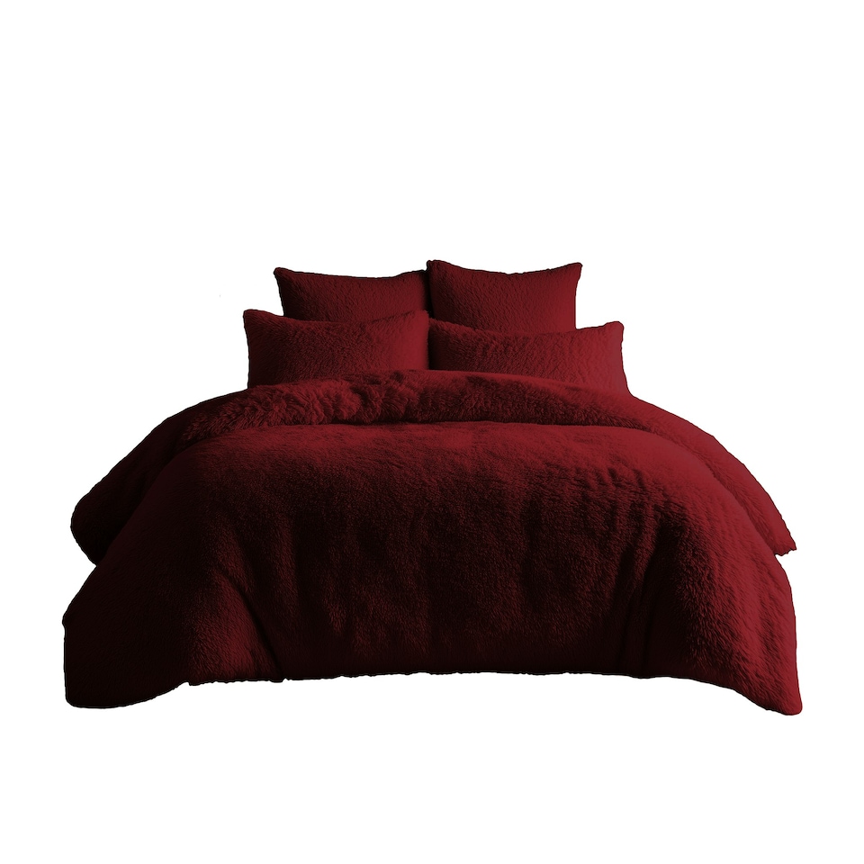 image 1 of Teddy Bear Fleece Soft Cosy Duvet Cover + Pillow Case Set | Brown | Beige | King