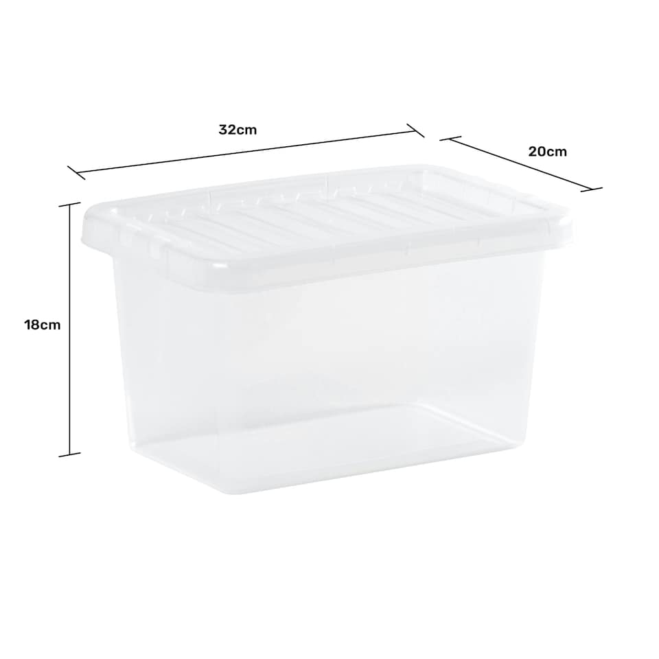 image 1 of Wham Crystal 5 x 37L Stackable Plastic Storage Boxes with Lids Clear Clear