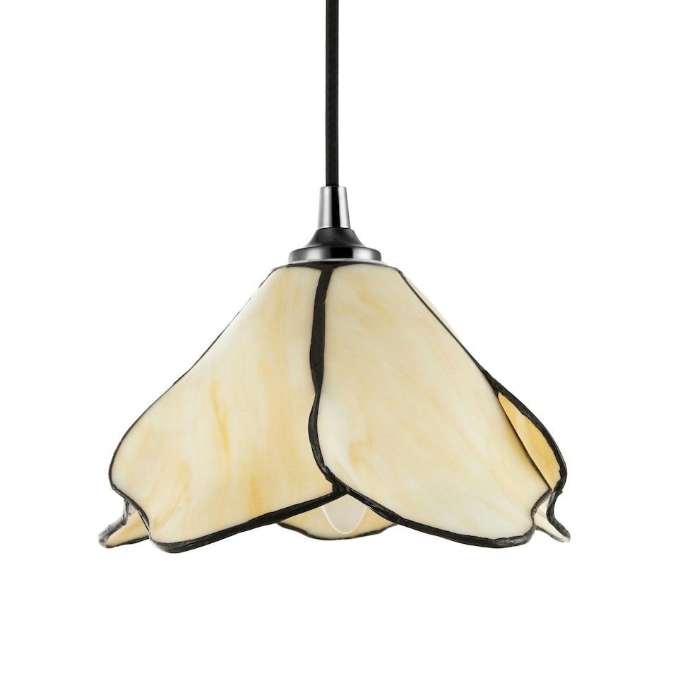 image 1 of Elegant Designer Pendant Lighting Shade with Amber Cream Glass Floral Petals